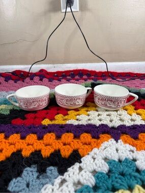 Vintage Red Memory Lane Coffee/Tea Cup Set of Three